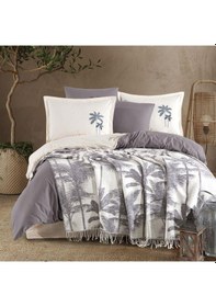 Resim Clasy %100 Pamuk Battaniyeli Nevresim Takımı Çift Kişilik Arvona Antrasit 