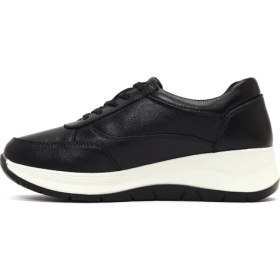 Resim Derimod Kadın Siyah Bağcıklı Kalın Tabanlı Deri Sneaker 25AFD501718 