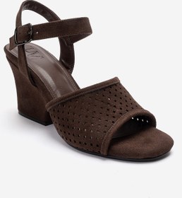 Resim LuviShoes HERVON Kahverengi Süet Kadın Dolgu Topuklu Ayakkabı 