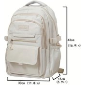 Resim Lumaworld Siyah Lise Ve Üniversite Öğrencileri İçin Şık Beyaz Japon Tarzı Büyük Kapasiteli Hafif Ayarlanabilir Askılı Rahat Sırt Çantası Siyah 