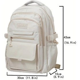 Resim Lumaworld Siyah Lise Ve Üniversite Öğrencileri İçin Şık Beyaz Japon Tarzı Büyük Kapasiteli Hafif Ayarlanabilir Askılı Rahat Sırt Çantası Siyah 