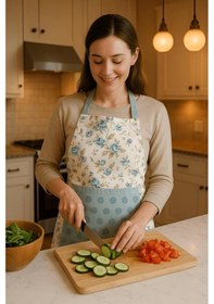 Resim Havlulu Mutfak Önlüğü Pratik Kullanım Önlük Açık Yeşil 