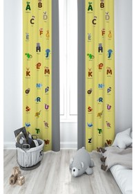 Resim Mekta Home Bebek Ve Çocuk Odası Sayılar Ve Harfler Seksek Desenli Eğitici 2 Kanat Fon Perde 