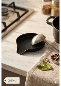 Resim Siyah Kepçe Altlığı 12x10 Cm Mutfak Tezgah Üstü Kaşıklık Modern Tasarım Isıya Dayanıklı Şık Düzenley 