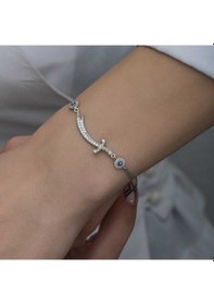 Resim 925 Ayar Gümüş Nazarlı Zülfikar Kılıcı Kadın Bileklik Beyaz 