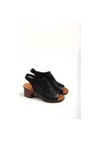 Resim Castle Black 4579 Kadın Hakiki Deri Kısa Topuklu Comfort Sandalet Siyah Siyah 