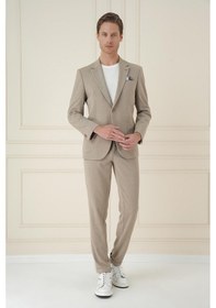 Resim Efor Slim Fit Mono Yaka Çift Yırtmaç Torba Cep Casual Bej Ceket C 698 Bej 