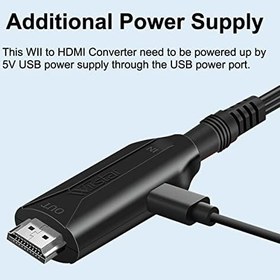 Resim Wii - HDMI Kablo Dönüştürücü, Wii HDMI Adaptörü Çıkış Video Ses HDMI Dönüştürücü 1080P Wii, Wii U, HDTV ile Uyumlu, Tüm Wii Ekran Modlarını Destekler 720P, NTSC 