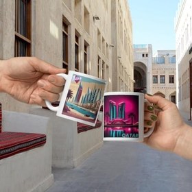 Resim Katar Kupa Bardak 2 Adet Seyahat Hatıra Qatar Mug 