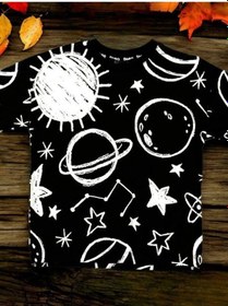 Resim Ekkokids Erkek Çocuk Mars Baskılı Tshirt-14039-siyah Siyah 