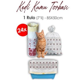 Resim Rosie Kedi Kumu Torbası Poşeti 85 x 50 CM 7'li 24 Rulo 