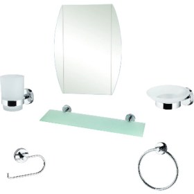 Resim Dekor Ezgi 5+1 Set Etajer.Yuvarlak Havluluk.Sabunluk.Diş Fırçalık Kağıtlık.Flotal Ayna 