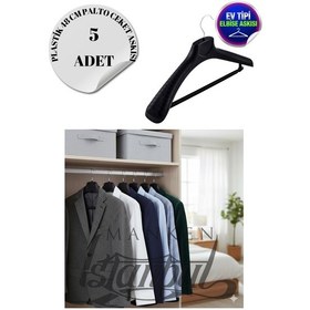 Resim Ceket Askısı 48 Cm Siyah Plastik Takım Elbise Kıyafet Askısı Ev Tipi 5 Adet Diğer 