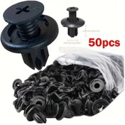 Resim Zhanglei001 50 Adet 8mm Plastik Perçin Kapı Paneli Klipsi Siyah Nylon Tutturucu Seti Saklama Kutusu 