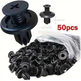 Resim Zhanglei001 50 Adet 8mm Plastik Perçin Kapı Paneli Klipsi Siyah Nylon Tutturucu Seti Saklama Kutusu 