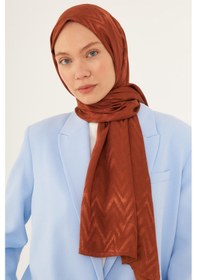 Resim Mirsoy Scarf Zikzak Desen Parlak Jakar Şal - Bakır Bakır 