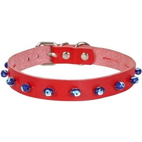Resim Cattie Boncuklu Deri Kedi Boyun Tasması Xl 1.5x28-32CM Kırmızı 