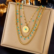 Resim Boho Katmanlı Kolye Seti - 18K Altın Kaplama Paslanmaz Çelik ve Reçine Detayları, Çok Zincirli Para Pandantif, Erkekler ve Kadınlar için Moda Hip Hop Takı 