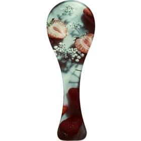 Resim Online Home Market Temperli Cam Kirli Düz Kaşık Altlığı (9,5 x 26.5 Cm) + Yedek Slikon Ayak 