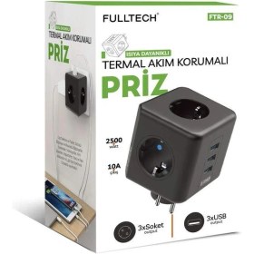 Resim Mevafa 3 Priz 3 x usb 10a 2500w Termal Akım Korumalı Priz Tgftr09 