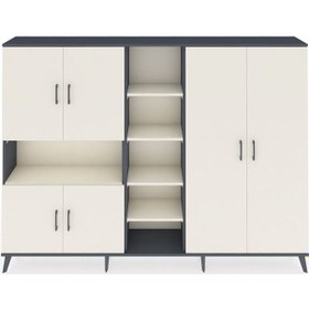 Resim Arges Dolap 13 Raflı 6 Kapaklı 220x30x163 Antrasit-aytaşı Antrasit-aytaşı 