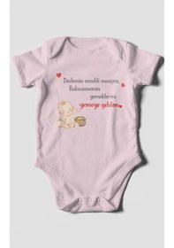 Resim Morivokids Dedeye Ve Babaanneye Özel Kısa Kollu Bebek Body %100 Pamuk Bebe Pembe 