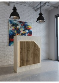 Resim Resital Ledli Karşılama Bankosu G-90 Cm Ofis Kasa Resepsiyon Masası Banko-002-8-2 