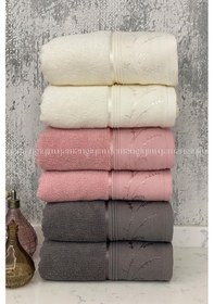 Resim Özdilek Ditsy El-yüz Havlusu 6 Adet-antrasit-pembe-krem Çok Renkli 