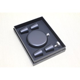 Resim RiverWorld River World Siyah Yuvarlak Matara Seti 4 Shot Bardaklı 