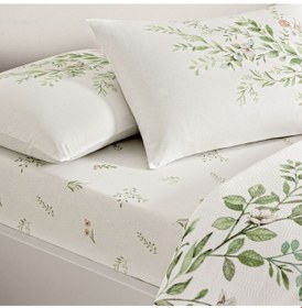 Resim Taç Çift Kişilik %100 Pamuklu Pike Takımı Bloomy Yeşil Yeşil 