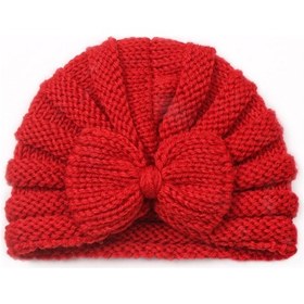 Resim X-22035 Sonbahar Ve Kış Bebek Yay Örme Şapka Çocuk Isınma Yün Şapka Kırmızı Çok Renkli 
