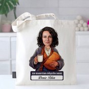 Resim Rahatına Düşkün Anne Karikatürlü Bez Çanta 