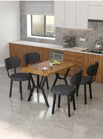 Resim Azra 70x110cm Atlantik Mutfak Masası, Mutfak Masası Takımı, Yemek Masası, 4 Antrasit Sandalye Açık Gri 