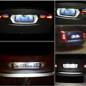 Resim Mercedes Benz Için 2 Adet W210 4d Sedan W202 E300 E55 C230 Led Numarası Plaka Işıkları Lamba 18smd Hata Yok 12 V 6500 K Beyaz Lisans Işığı 