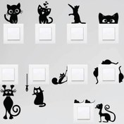 Resim Genel Markalar Priz Kedi özel yeni sticker Set Siyah Etiket Duvar özel yeni sticker 