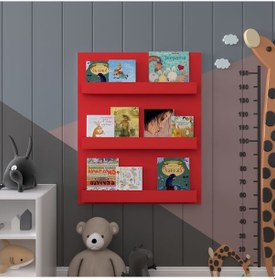 Resim Çocuk Odası Raf / Kitaplık Çr-02 Kırmızı Kırmızı 
