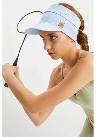 Resim Kadın Uv Korumalı Katlanabilir Üstü Açık Yumuşak Siperli Pamuklu Penye Tenis Vizör Şapka - Tek Ebat / Bebe Mavi Bebe Mavi 