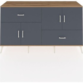 Resim Hyperion Konsol 3 Raflı 2 Çekmeceli 4 Kapaklı 176x44x99 Çam-antra Çam-antrasit 
