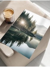 Resim Postifull Morning View Lake Poster, Çerçevesiz Duvar Posteri, Dikey Duvar Tablosu Comfort Serisi No:108299;30 X 42 Çerçevesiz Poster 