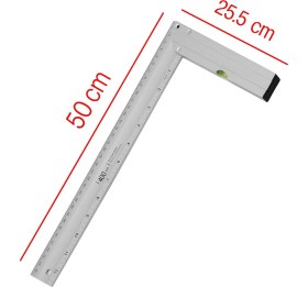 Resim Su Terazili Alüminyum L Gönye Cetvel Ölçme Ölçüm Kaynak Kaynakçı Marangoz Gönyesi 500 mm 50 cm 