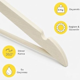 Resim Orret Home 6 Adet Ahşap Görünümlü 360° Döner Plastik Elbise Askısı | Esnek ve Dayanıklı Mont Kaban Askısı | Ağır Hizmet Tipi Gardrop İçi Kıyafet Askısı (6, Kırık Beyaz) 