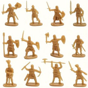 Resim 100 Adet Minyatür Ortaçağ Asker Seti - Masaüstü Savaş Oyunları & Koleksiyoncular için Plastik Antik Savaşçı Lejyonları, Ev Dekoru için Mükemmel 