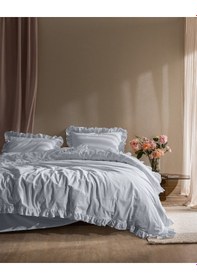 Resim Madame Coco Obernai Tek Kişilik %100 Pamuk Fırfırlı Düz Yıkamalı Nevresim Takımı - Mavi 8684427302316 Mavi 