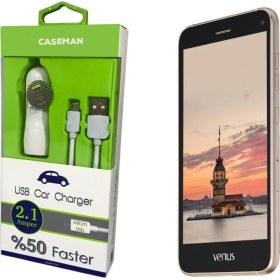 Resim Case Man Vestel Venüs V3 5070 Araç Şarj Cihazı Adaptör + Data Kablosu Hızlı Şarj Özellikli 