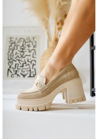 Resim Manija Bej Süet Toka Detaylı Platformlu Makosen Ayakkabı 001 