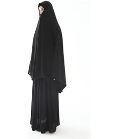Resim Çarşaf Soft Krep İğneli İçten Gizli Peçeli Model Tek Parça Siyah 