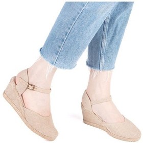 Resim Gerçek Elişi Hasır Rengi Topuğu Açık Keten Espadril Dolgu Topuk Handmade Hasır 