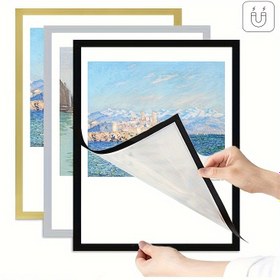 Resim 10 Adet A4 Manyetik Resim Çerçevesi - Klasik Tarz, Kendinden Yapışkanlı Duvara Montaj, Elmas Sanatı, Posterler, Sertifikalar, Haritalar & Pullar için, Dikey Yönlendirme 