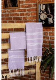 Resim Pega Sultan Peştamal %100 Koton Lila Plaj Havlusu 90 x 170 CM 