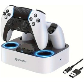Resim Honeybeeshop Beyaz Ps5 Dualsense Edge Kontrol Cihazı Şarj İstasyonu Hızlı Şarj Dock Standı Çift Şarj Ünitesi 